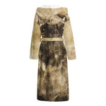 Vintage Pug Portrait Print Hooded Bathrobe