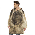 Vintage Pug Portrait Print Hoodie Blanket
