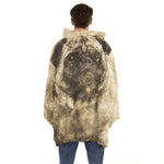 Vintage Pug Portrait Print Hoodie Blanket