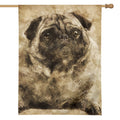 Vintage Pug Portrait Print House Flag