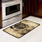 Vintage Pug Portrait Print Kitchen Mat
