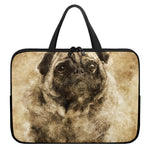Vintage Pug Portrait Print Laptop Sleeve With Handle
