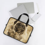 Vintage Pug Portrait Print Laptop Sleeve With Handle