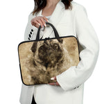Vintage Pug Portrait Print Laptop Sleeve With Handle