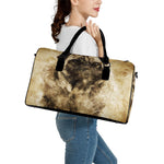 Vintage Pug Portrait Print Leather Duffle Bag