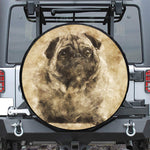 Vintage Pug Portrait Print Leather Spare Tire Cover