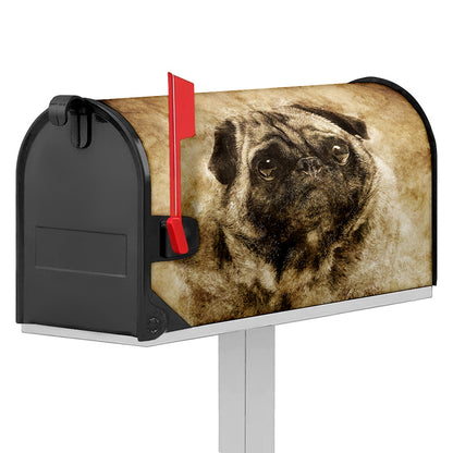 Vintage Pug Portrait Print Mailbox Cover