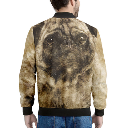 Vintage Pug Portrait Print Men's Bomber Jacket