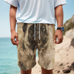 Vintage Pug Portrait Print Men's Cargo Shorts