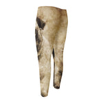 Vintage Pug Portrait Print Men's Compression Pants