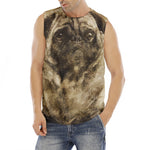 Vintage Pug Portrait Print Men's Fitness Tank Top