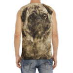 Vintage Pug Portrait Print Men's Fitness Tank Top