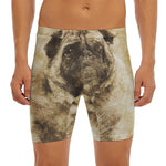 Vintage Pug Portrait Print Men's Long Boxer Briefs