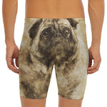 Vintage Pug Portrait Print Men's Long Boxer Briefs