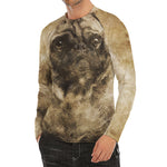 Vintage Pug Portrait Print Men's Long Sleeve Rash Guard