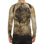 Vintage Pug Portrait Print Men's Long Sleeve Rash Guard