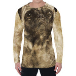 Vintage Pug Portrait Print Men's Long Sleeve T-Shirt