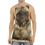 Vintage Pug Portrait Print Men's Muscle Tank Top