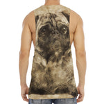 Vintage Pug Portrait Print Men's Muscle Tank Top