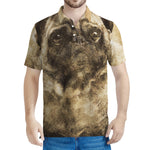 Vintage Pug Portrait Print Men's Polo Shirt
