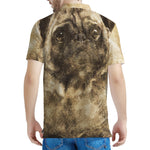 Vintage Pug Portrait Print Men's Polo Shirt