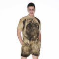 Vintage Pug Portrait Print Men's Romper