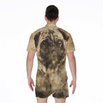 Vintage Pug Portrait Print Men's Rompers
