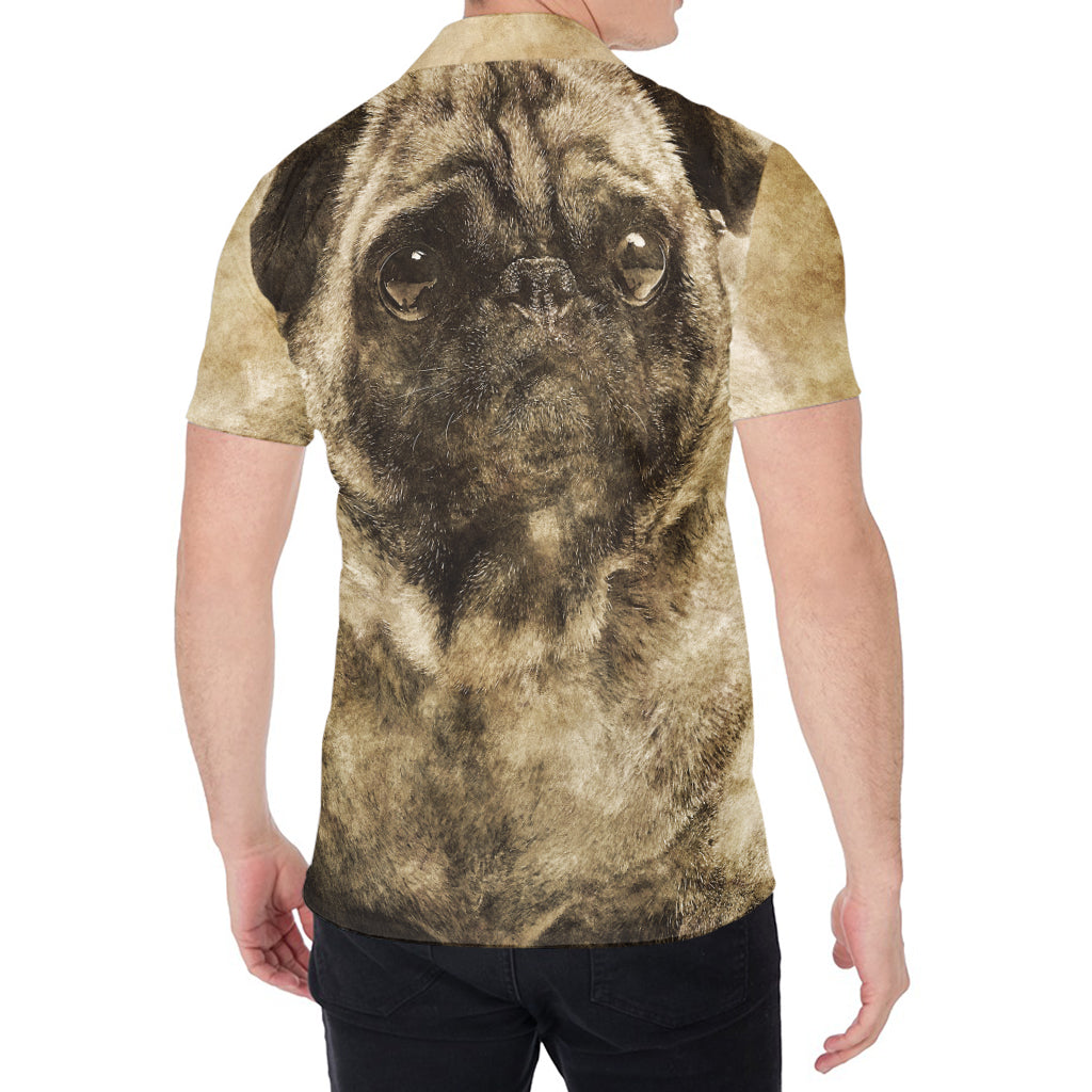 Vintage Pug Portrait Print Men's Shirt