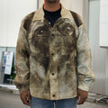 Vintage Pug Portrait Print Men's Shirt Jacket