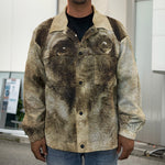 Vintage Pug Portrait Print Men's Shirt Jacket