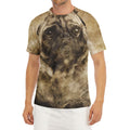 Vintage Pug Portrait Print Men's Short Sleeve Rash Guard