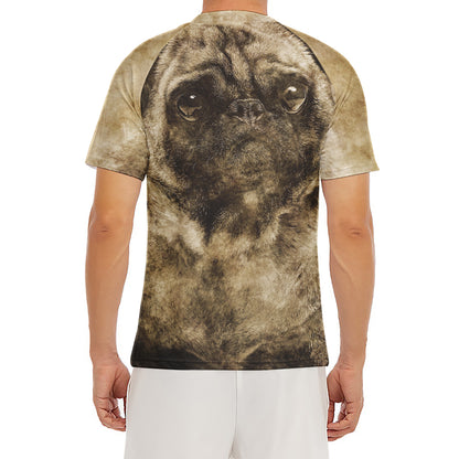 Vintage Pug Portrait Print Men's Short Sleeve Rash Guard