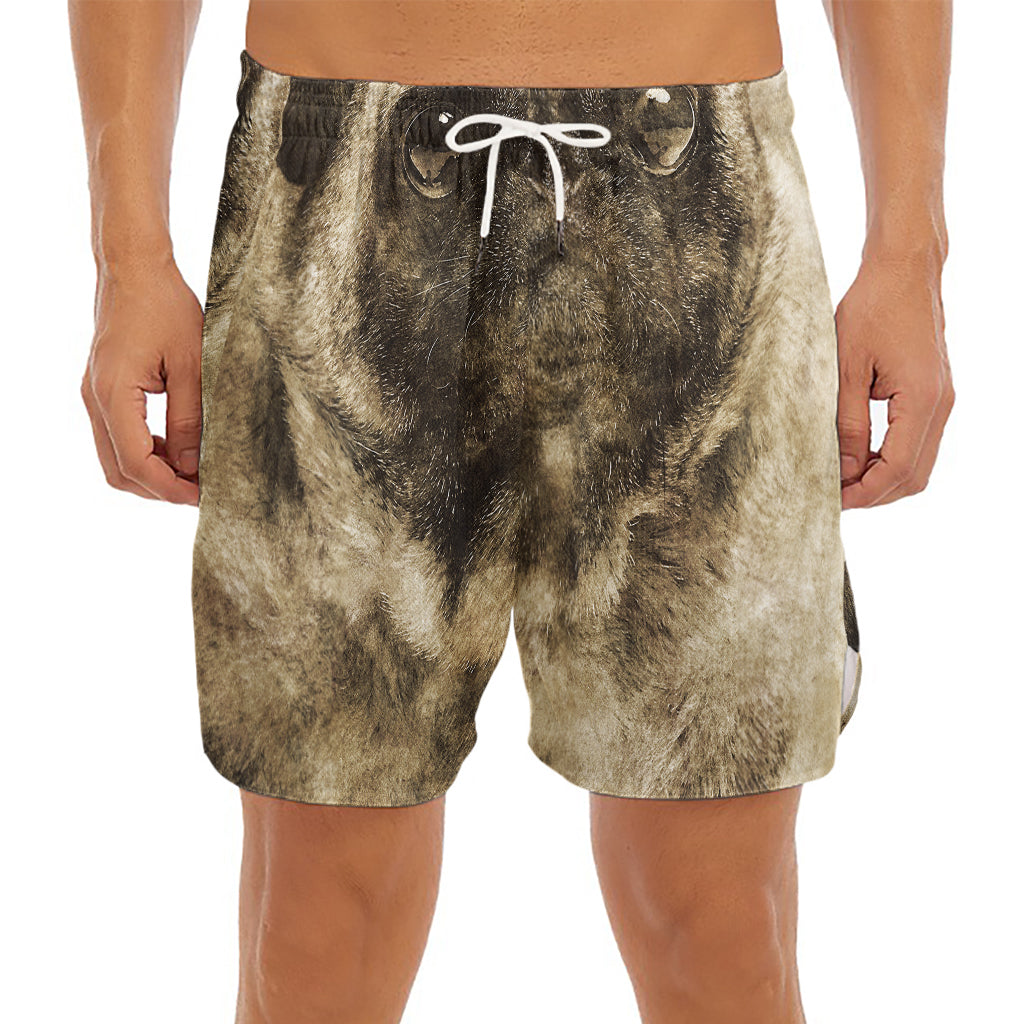 Vintage Pug Portrait Print Men's Split Running Shorts