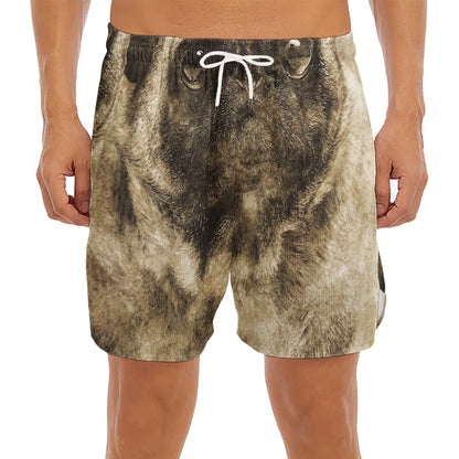 Vintage Pug Portrait Print Men's Split Running Shorts