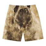Vintage Pug Portrait Print Men's Swim Trunks