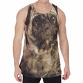 Vintage Pug Portrait Print Men's Velvet Tank Top