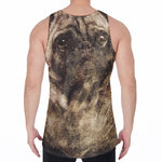 Vintage Pug Portrait Print Men's Velvet Tank Top