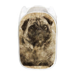 Vintage Pug Portrait Print Mesh Laundry Hamper