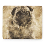 Vintage Pug Portrait Print Mouse Pad