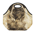 Vintage Pug Portrait Print Neoprene Lunch Bag