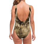 Vintage Pug Portrait Print One Piece Swimsuit