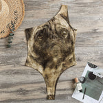 Vintage Pug Portrait Print One Shoulder Bodysuit