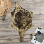 Vintage Pug Portrait Print One Shoulder Bodysuit