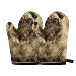 Vintage Pug Portrait Print Oven Mitts
