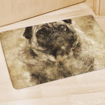 Vintage Pug Portrait Print Polyester Doormat
