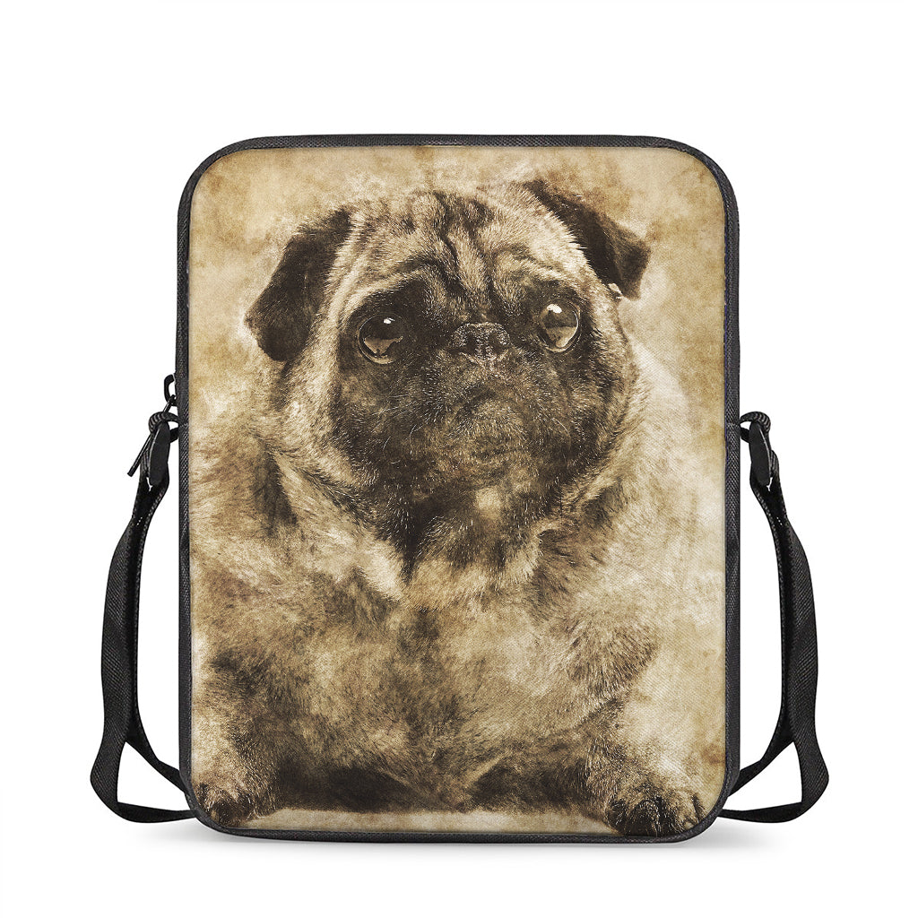 Vintage Pug Portrait Print Rectangular Crossbody Bag