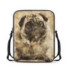 Vintage Pug Portrait Print Rectangular Crossbody Bag