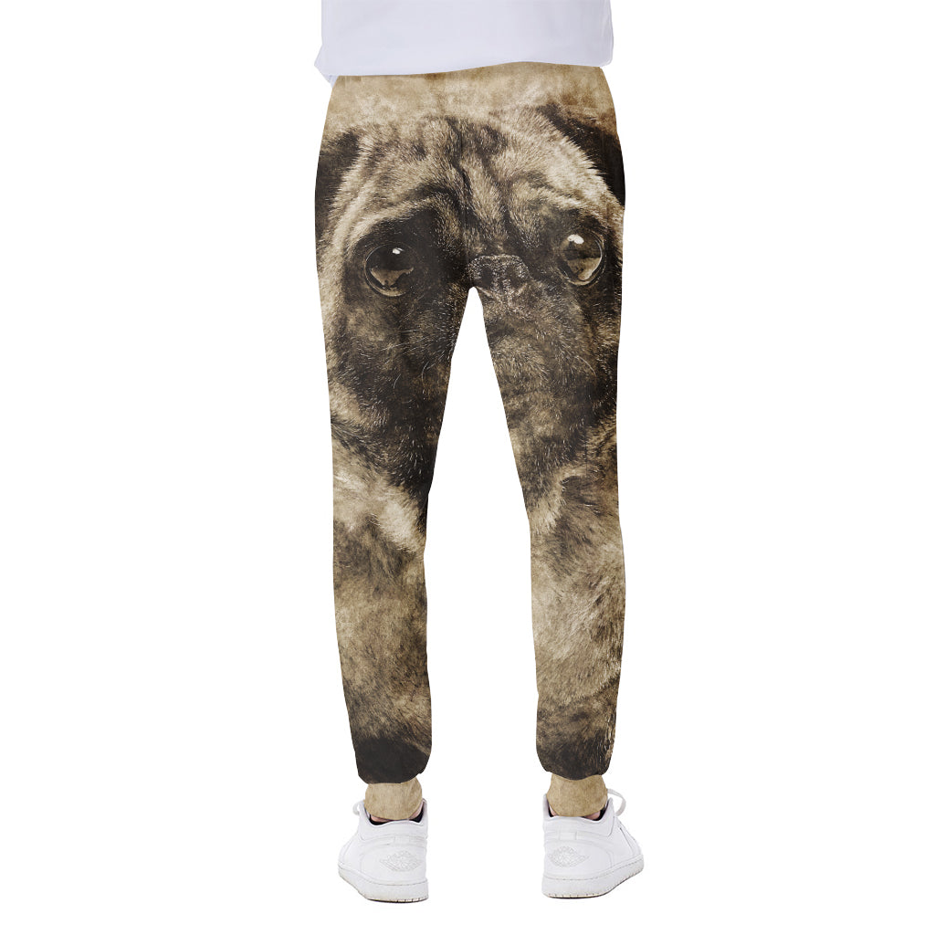 Vintage Pug Portrait Print Scuba Joggers