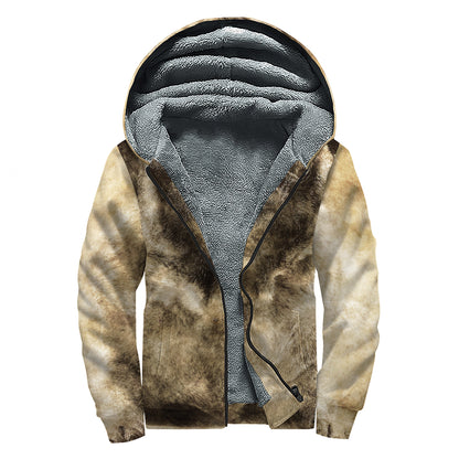 Vintage Pug Portrait Print Sherpa Lined Zip Up Hoodie