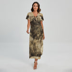 Vintage Pug Portrait Print Short Sleeve Maxi Dress